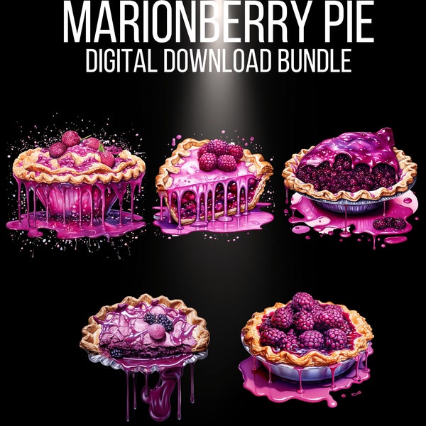 Marionberry Pie Pop Art PNG Bundle - Set of 5 Unique Transparent Background Files - Digital Download - Commercial Use