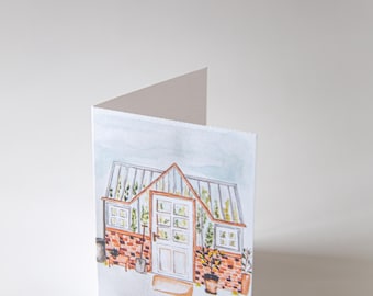 Gewächshaus Aquarell Karte