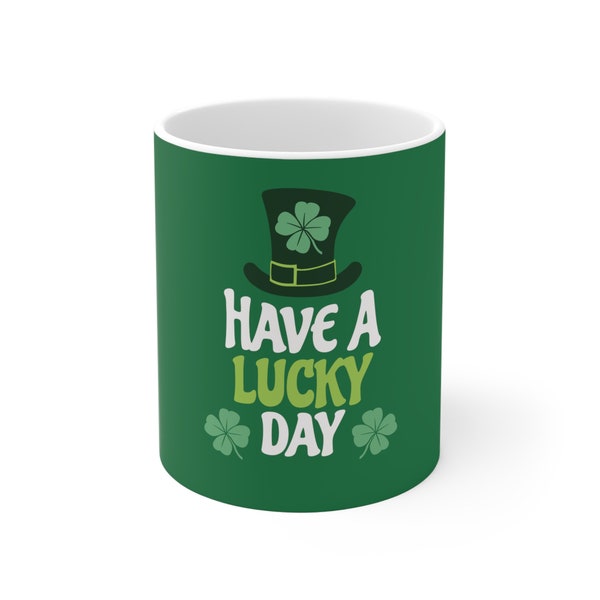 Mug en céramique porte-bonheur Saint Patrick pour amateurs d'Irlande et de trèfle à quatre feuilles