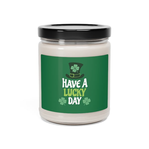 Bougie soja parfumée porte-bonheur, fête Saint-Patrick, porte-bonheur pour ami ou membre de la famille à la recherche de chance dans sa vie.