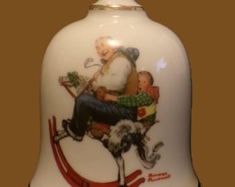 Norman Rockwell "Gramps at the Reins" Porcelain Bell circa 1979