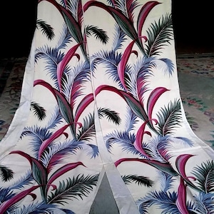 Vintage 1940’s Pair of Barkcloth Drape Panels