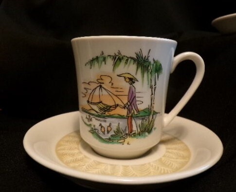 1950s Vintage Villeroy and Boch Luxembourg Demitasse Cups Set