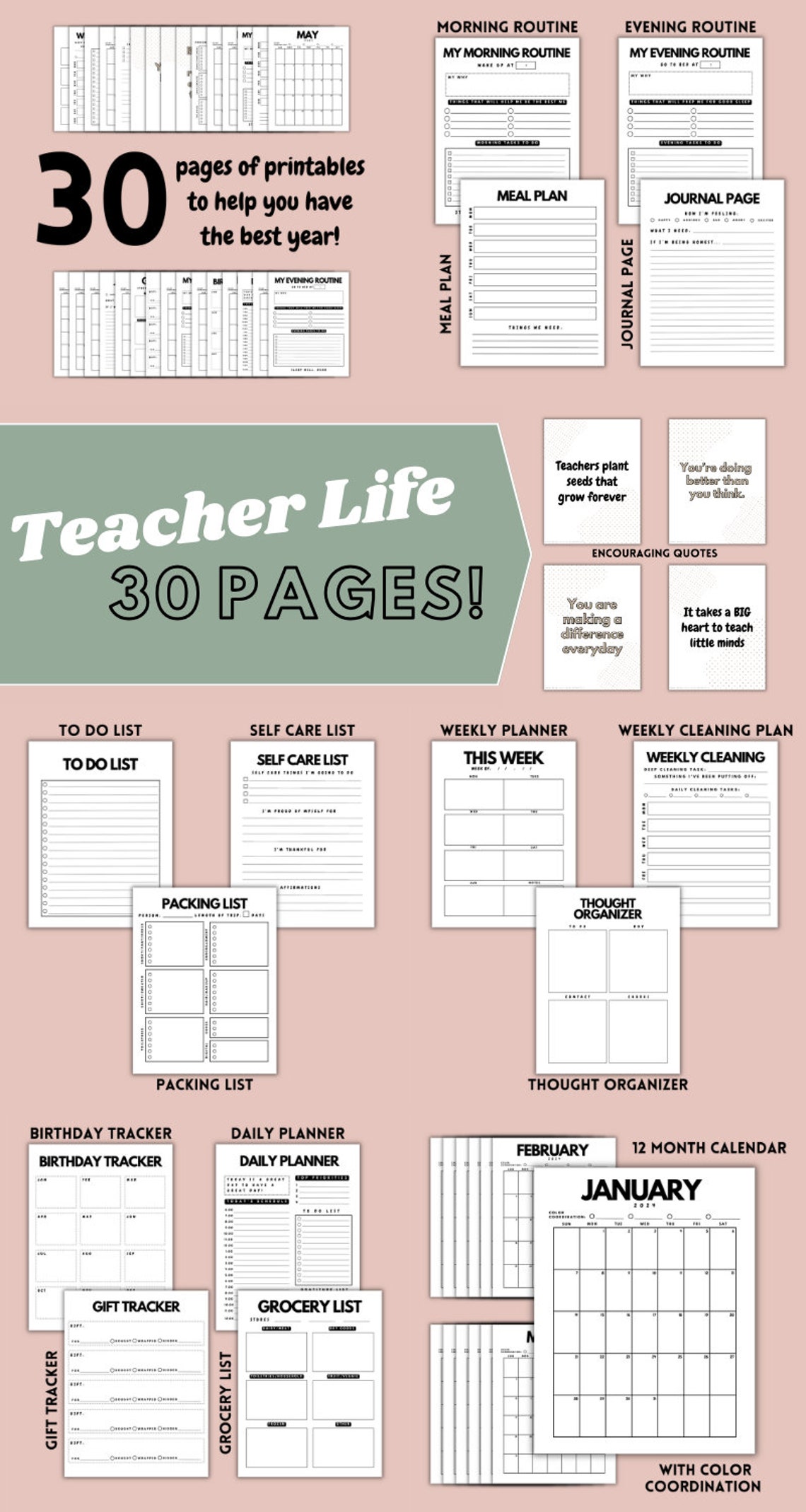 Classroom Wall Calendar Printable School Year Calendar Bundle - Etsy