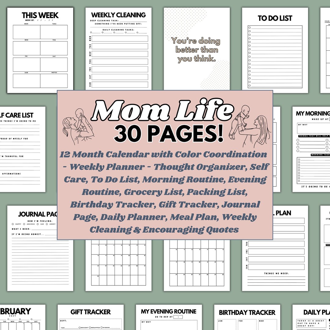 Printable 2024 Mom Planner Printable 2024 Mom Agenda Mom Etsy Australia