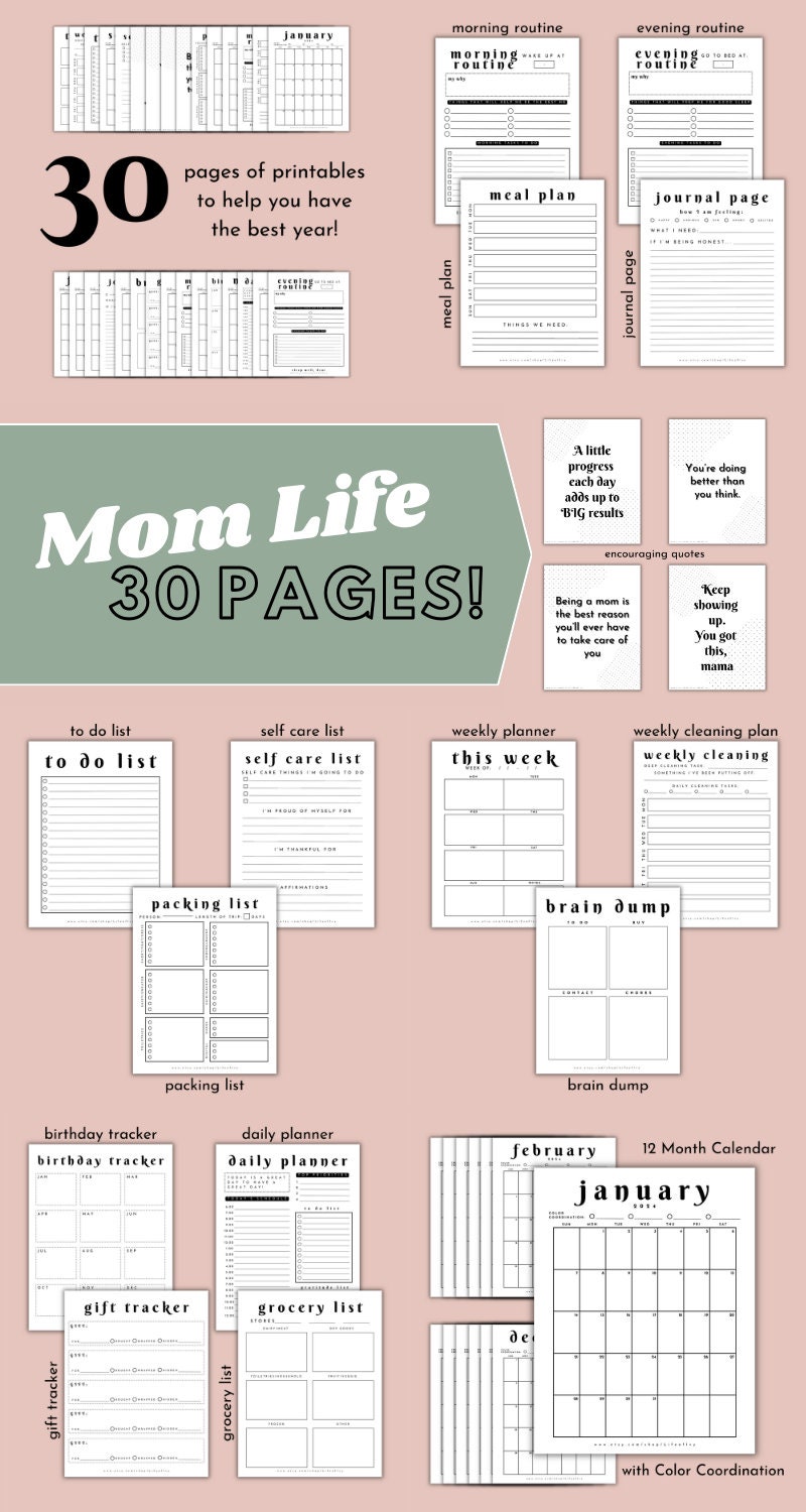 Printable 2024 Mom Planner Printable 2024 Mom Agenda Mom Digital