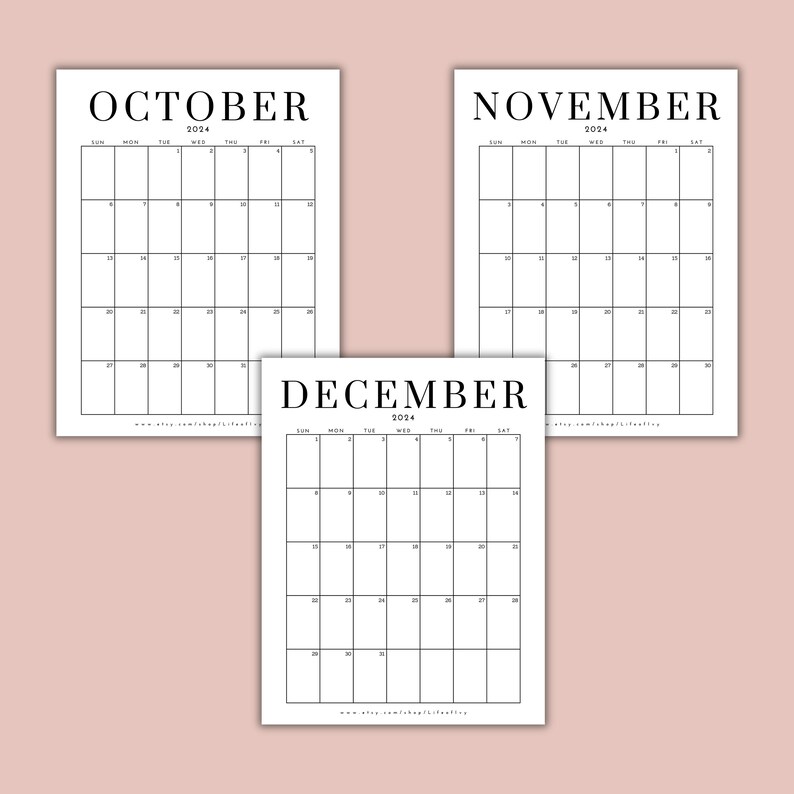 Homemaker Calendar Kitchen Calendar Printable Simple 2024 Calendar Black and White Printable ...