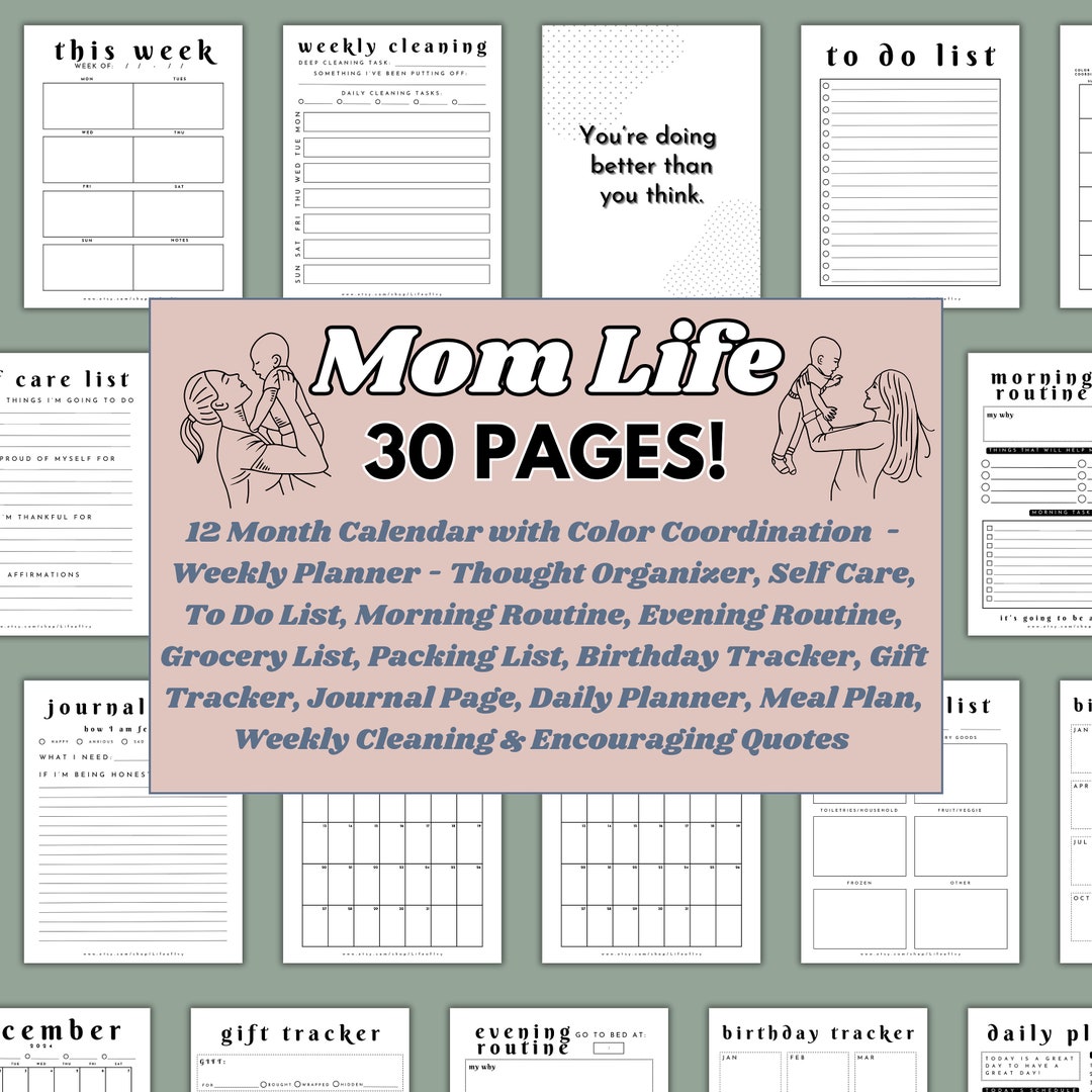 Printable 2024 Mom Planner Printable 2024 Mom Agenda Mom Digital