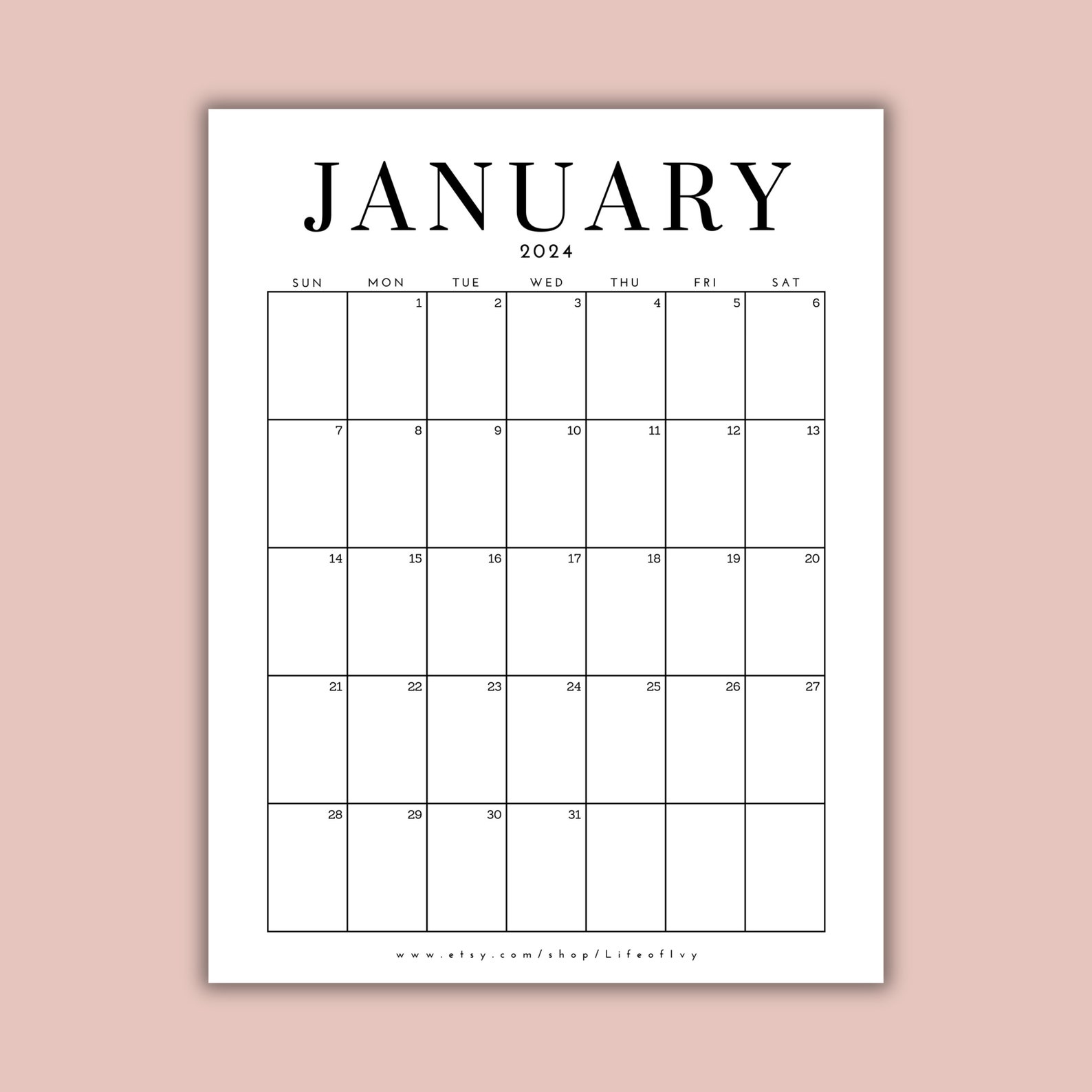 Minimalist Calendar 2024 Printable for Decluttering Calendar - Etsy