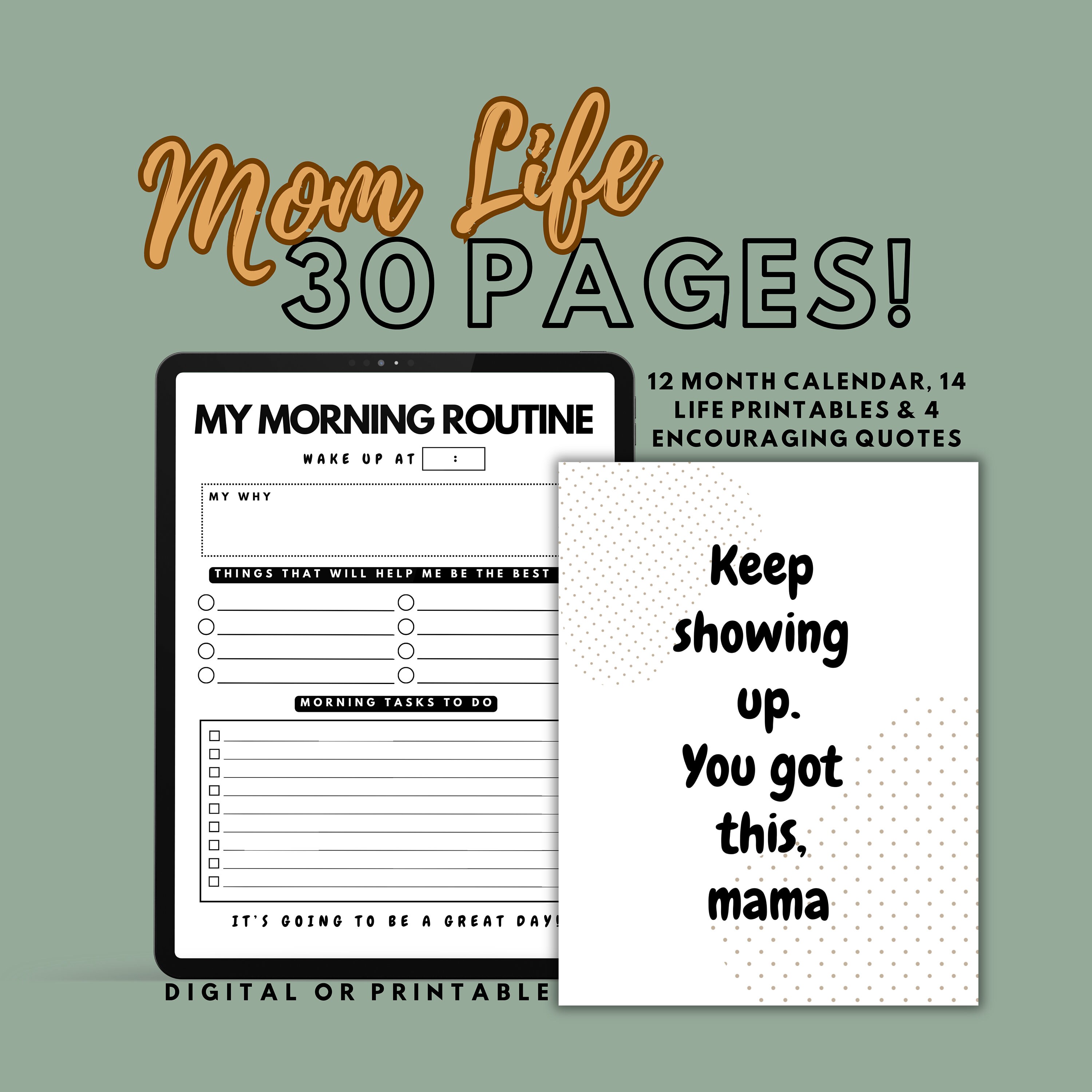 Mom Planner Calendar Printable Self Care Gift for Mom Self - Etsy