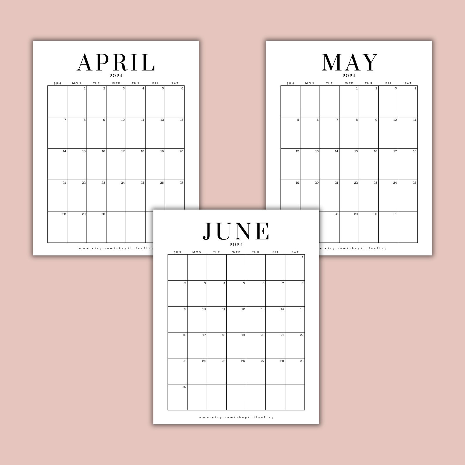 Minimalist Calendar 2024 Printable for Decluttering Calendar - Etsy