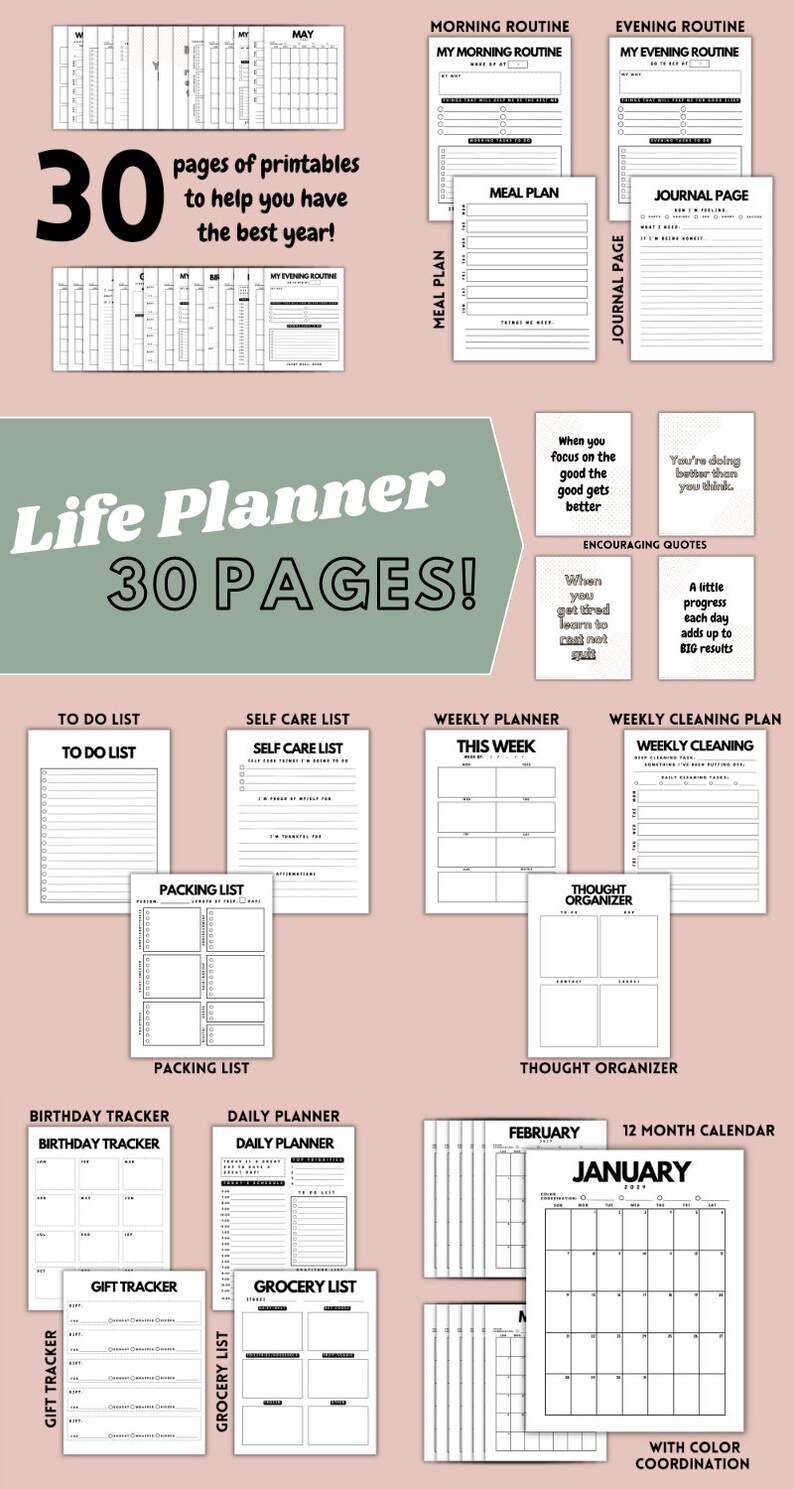 Girl Boss Planner Printable Calendar Bundle Adult Calendar - Etsy