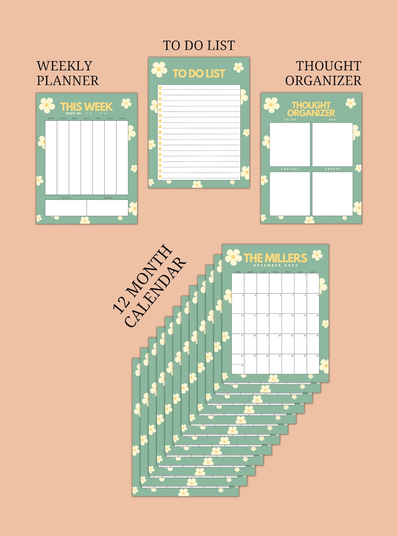 2024 Calendar Printable Calendar Name Printable Boss Mom Etsy