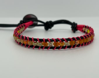Woven Friendship Bracelet, Multicolor Boho Adjustable Cord Jewelry