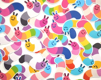 Rainbow Worm Pride Vinyl Stickers