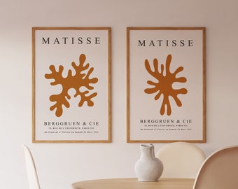 Matisse Terra Cotta Wandkunst 2er Set, Matisse Digitaldrucke, Moderne Wandkunst in Terra Cotta, Kupfer Wandkunst 2er Set