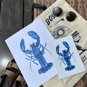 Blue Lobster Watercolor Print – Coastal Wall Art – Nautical Ocean Decor  – Beach House Artwork – Sea Life Illustration