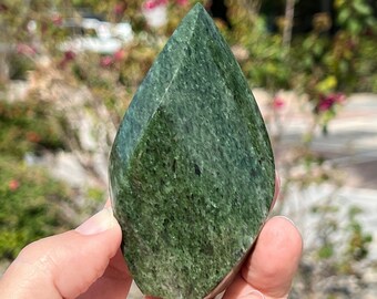 Polished Epidote Flame: 4.5&#39;&#39; Quartz Crystal Home Decor