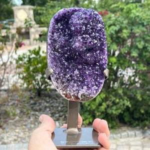 Amethyst Geode On Stand Crystal Decor Home Decor  Bookshelf Display Geode Housewarming Gift Crystal Christmas Gift