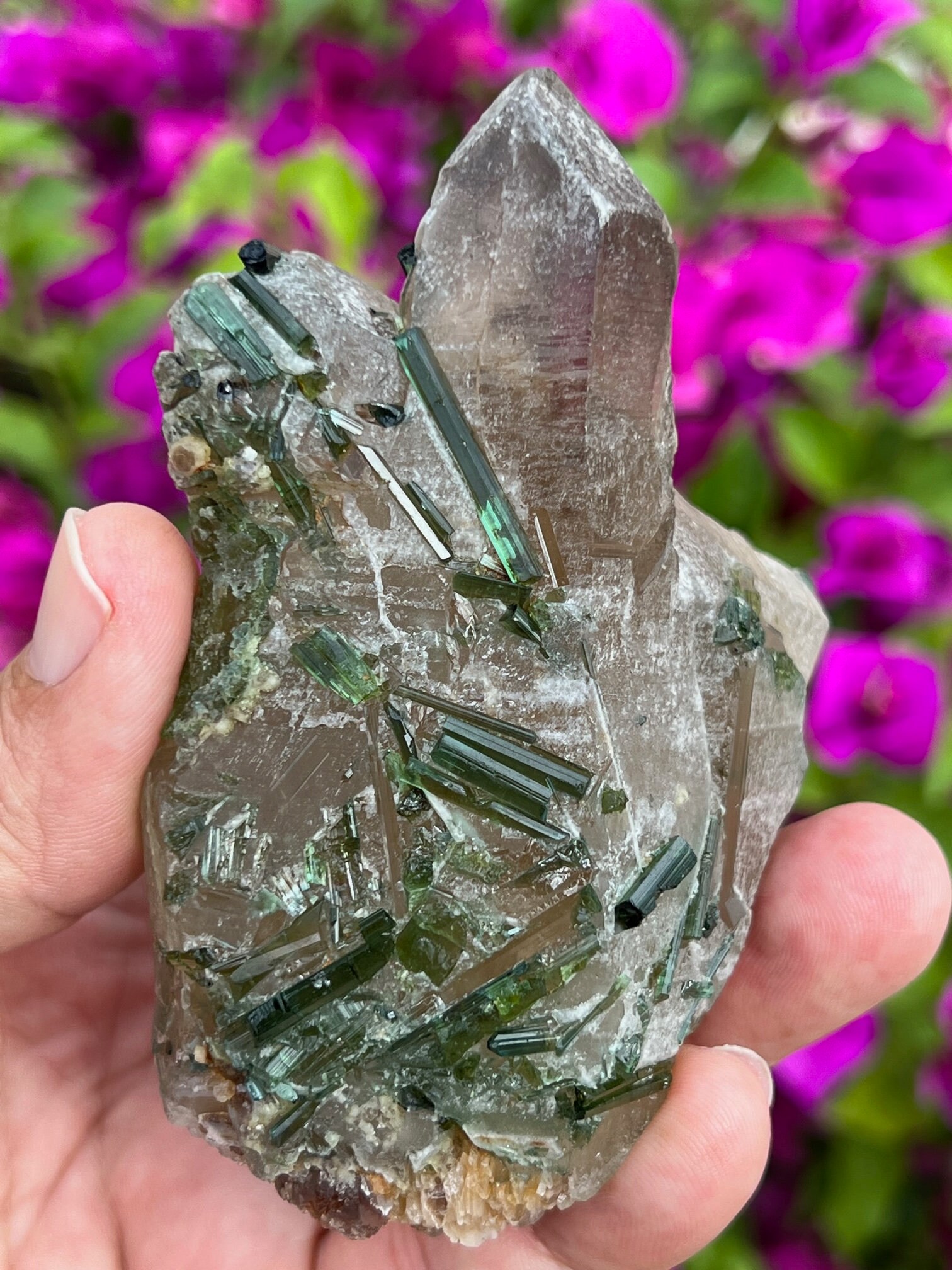 トルマリングリーン オン クォーツ - Etsy 日本