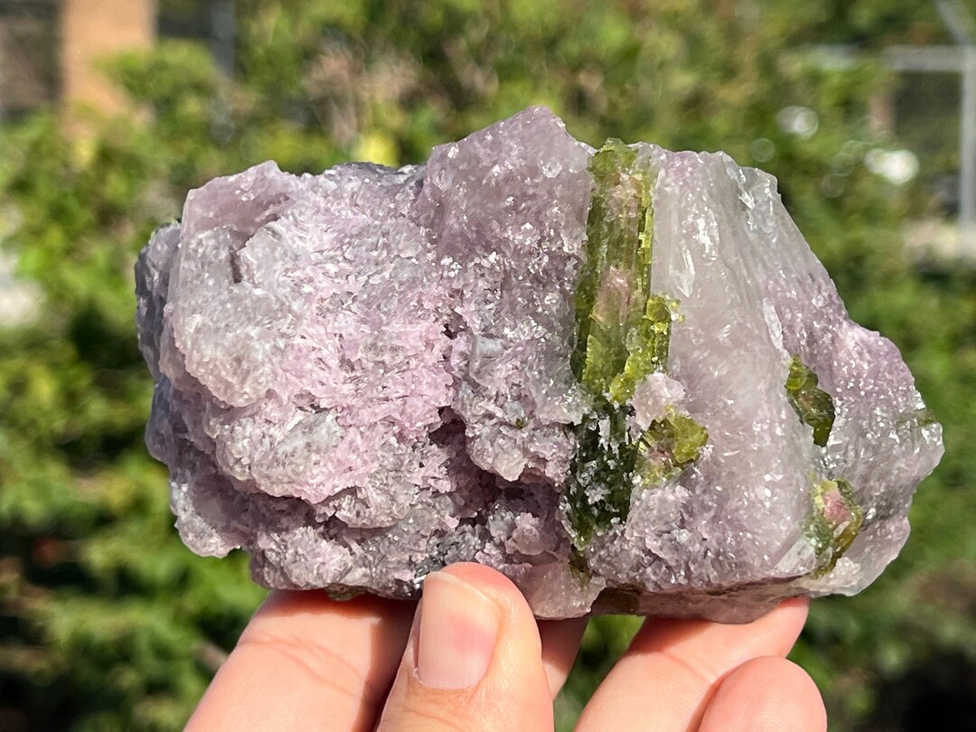 Watermelon Matrix Tourmaline on Matrix Watermelon Tourmaline With Lepidolite - Etsy