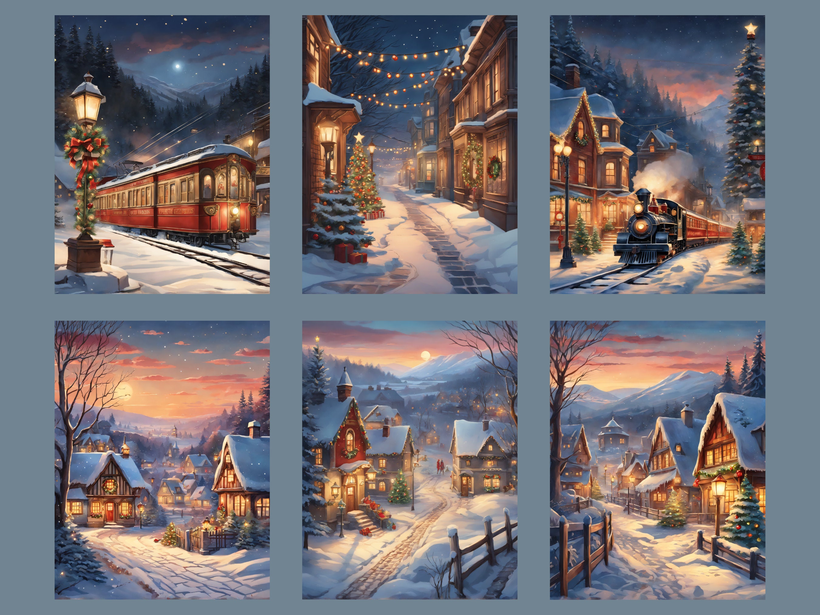 Christmas Scene Printable Papers, Christmas Ephemera, Christmas Village ...