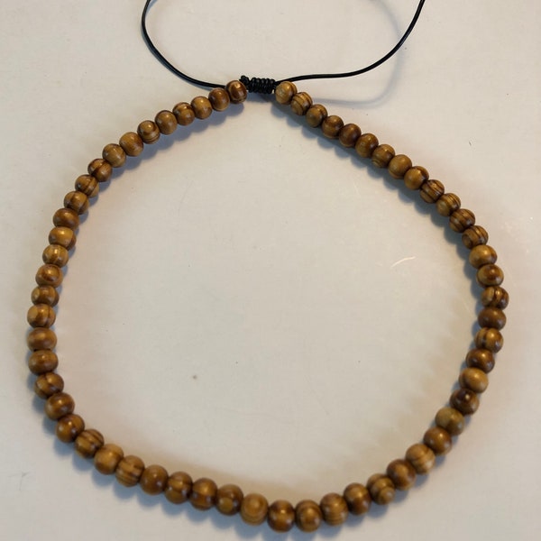 Wood Bead Choker-Adjustable