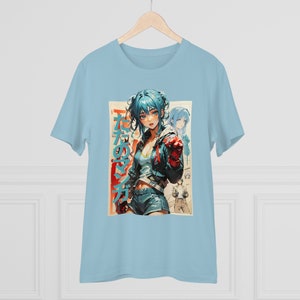 Anime Girl T-Shirt für Manga Liebhaber japanisches Schreiben Tshirt Zeichnung Comics Crewneck T-Shirt Premium Geschenk