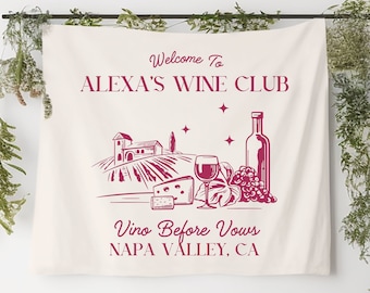 Personalized Wine Tasting Bachelorette Banner: Vino Before Vows Decor