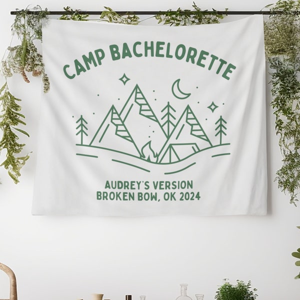 Camp Bachelorette Party Decor, Personalized Bachelorette Sign, Custom Bach Banner, Lake Bach Club Bachelorette Glamping Flag Decoration
