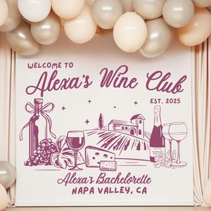 Wine Bachelorette Party Decor, Vino Before Vows Personalized Bachelorette Sign, Bride On Cloud Wine Club Theme, Napa Winery Bachelorette