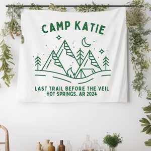 Camp Bachelorette Party Decor, Personalized Bachelorette Sign, Custom Bach Banner, Lake Bach Club Bachelorette Glamping Flag Decoration