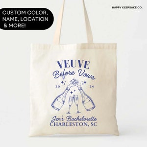 Last Rendez Veuve Before Vows Theme, Bacheloretete Veuve Canvas Bag, Destination Veuve Party Welcome Tote, Champagne Bach Bubbly Party