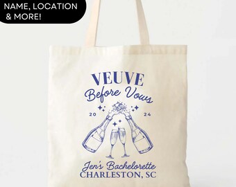 Veuve Before Vows Bachelorette Party Tote: Personalized Champagne Favor