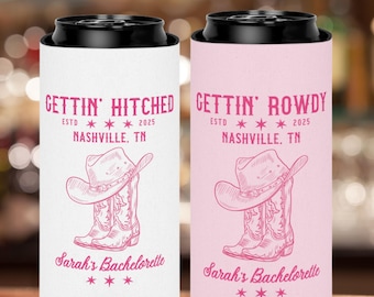 Custom Western Bachelorette Can Coolers: Nashville Bridal Party Favors