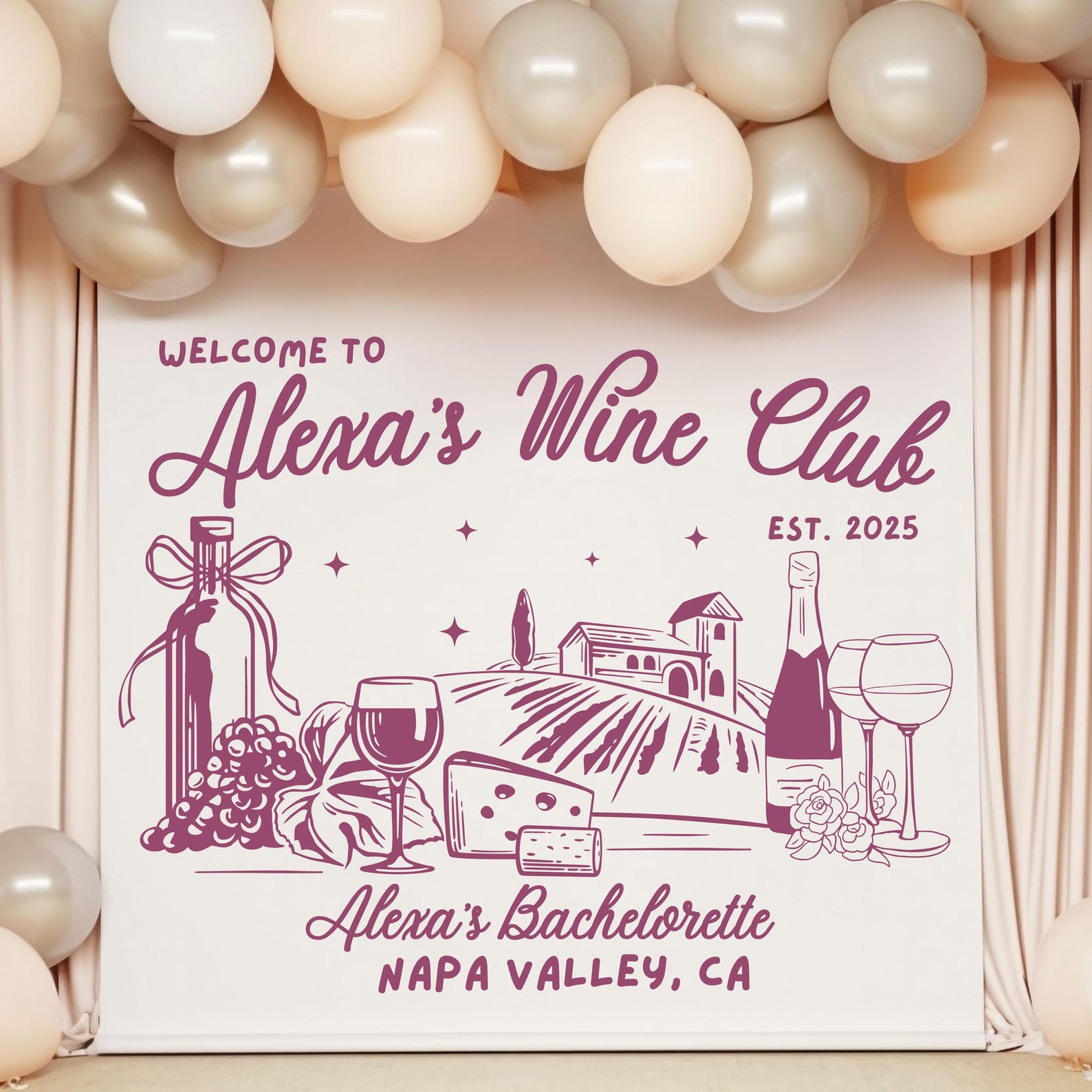 Personalized Wine Bachelorette Party Banner: Vino Before Vows Decor - Etsy