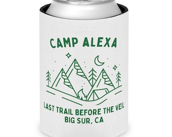 Personalized Camp Bachelorette Can Cooler: Glamping Bridal Party Favors