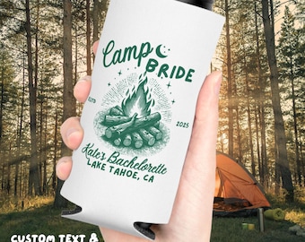 Custom Camp Bachelorette Party Can Coolers: Cabin Crew Camping Favors