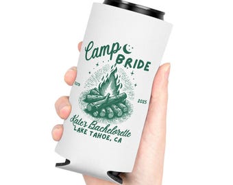 Custom Camp Bachelorette Can Coolers: Camp Bride Gifts