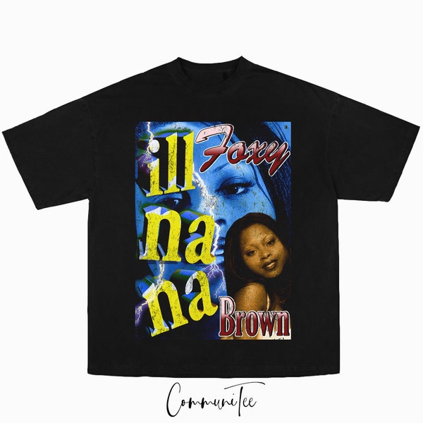 Foxy Brown Blackstreet Rap Tee Big Face Head Vintage Style Graphic Hip Hop T-shirt