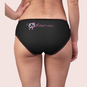 Women&#39;s Black Underwear with custom Brand detail in pink, Personalized Women&#39;s panty  - Customizable and Stylish Underwear, Women&#39;s panty