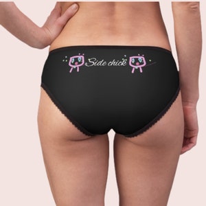 Women&#39;s Black Underwear with custom Brand detail in pink, Personalized Women&#39;s panty  - Customizable and Stylish Underwear, Women&#39;s panty