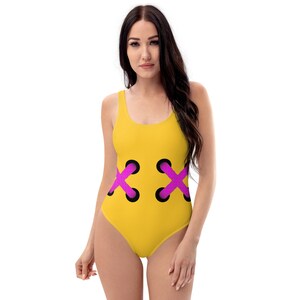 Recycled one piece yellow mustard swimwear  -  women yellow swimwear, boho trendy swimsuit, women bathing suit