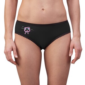 Black Women Underwear with custom Brand detail in pink, Personalized Women&#39;s Briefs  - Customizable and Stylish Underwear, Women&#39;s Briefs