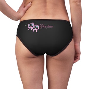 Black Women Underwear with custom Brand detail in pink, Personalized Women&#39;s Briefs  - Customizable and Stylish Underwear, Women&#39;s Briefs