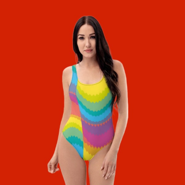 Rainbow Swirl Women's Swimwear - Multicolor & Vibrant with a Classy Feel |Chic one- piece, Beachside or Poolside Lounging Swimwear