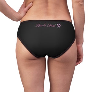 Black Women Underwear with custom Brand detail in pink, Personalized Women&#39;s Briefs  - Customizable and Stylish Underwear, Women&#39;s Briefs