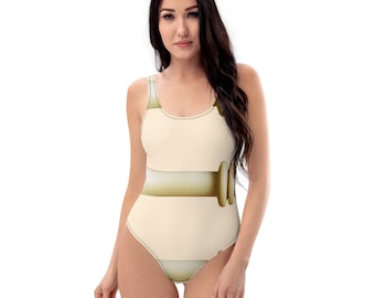 Beige Print One-Piece Swimsuit: Elegant Summer Swimwear