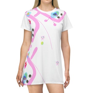 Women Comfortable White T-Shirt Dress with Brand detail pattern in pink - Versatile Women's Fashion, Trendy casual wear for Women
