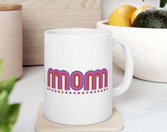 Retro Arch Ceramic Coffee Mug: 70s Style Boho Kitchen Decor